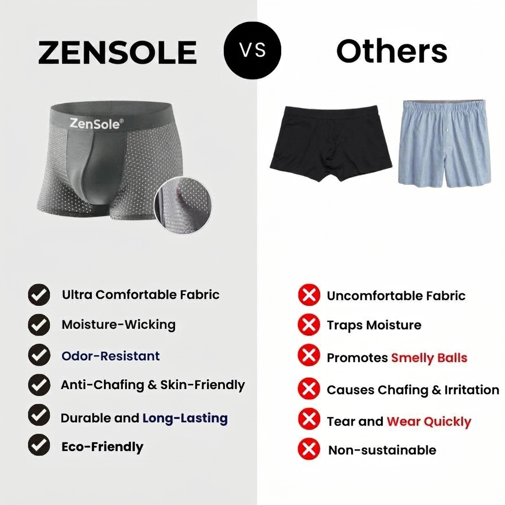 ZenSole® Ultra-Comfort Bamboo Fiber Boxers – Second-Skin Feel (4-Pack)